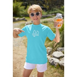 BesserBay Boys' UV Rash Guard Short-Sleeved Swimming Shirt UPF 50+ Children 110-160, aqua