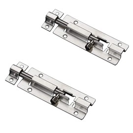 Door Security Slide Latch Lock Silver, 5 inches Barrel Gate Latch Bolt Set with Solid Heavy Duty Steel to Keep You Safe and Private.with Screws(2PCS)