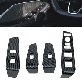 SIIMOO Carbon Fiber Style Window Lift Switch Panel Cover Trim Fit for Acura MDX 2022 2023 2024 2025 Window Switch Panel Push Button Black