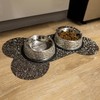 Pet Bone Placemat, Sparkling Rhinestones in Resin, Non-Slip Back, Stylish,