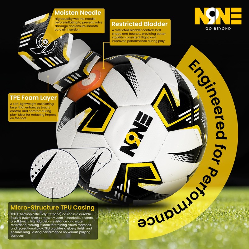 NINE Premium Quality Footballs Striker - Size 3, 4, 5