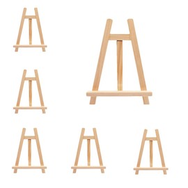 AHAQU 6PCS Mini Easel Stand, 20x28cm Wooden Tabletop Easel Holder Stand, Artist Triangle Easel, Small Desktop Display Easel for Photos, Painting, Drawing, Calendar, Weddings, Crafts