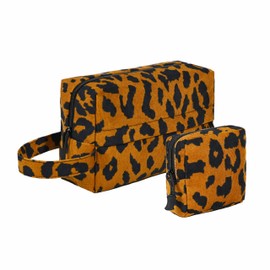 Jiliyote Cosmetic Bag Women's Cord Toiletry Bag Women's Cosmetic Bag Made of Cord Makeup Bag Cosmetic Bags Women's Cord Cosmetic Bag Set for Girls Travel Women, leo, Cosmetic bag