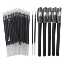 30 Pcs Black Pen Refills and 5 Pcs Gel Pens Black,Gel Pen Refills Set Kit,Ink Pen Refills with 5 Gel Ink Pens,0.5 mm Fine Point Pen,Work Pen Smooth Writing for Office.(Black)