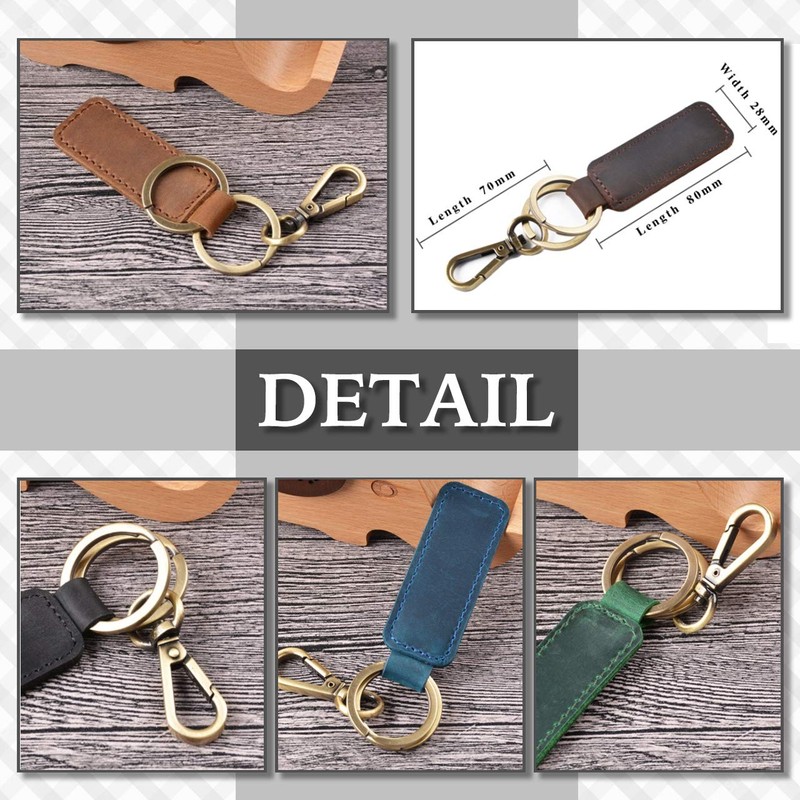 CHROME CRANE Men's Leather Cowhide Leather Cord Key Ring Retro