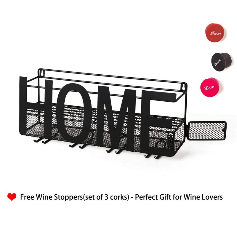 Wall Mounted Metal Wine Rack 4 Long Stem Glass Holder