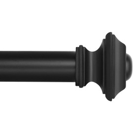 Ivilon Drapery Treatment Window Curtain Rod - Square Design 1 1/8 Rod. 72 to 144 Inch. Black