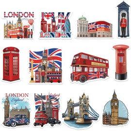 London Icons Fridge Magnets Souvenir - British Construction Design Set of 12, Double-Deck Bus, Red Phone Box, Tower Bridge, England Car Souvenirs Gifts Magnets for Family Friends Colleague