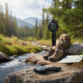 Dranvosk 2-in-1 Whistle Compass Keychain for Hiking,Camping & Outdoor Survival | Emergency Whistle & Durable Compass Keychain for Backpacking,Travel & Adventures,2PCS(Avoid Magnetic Interference)