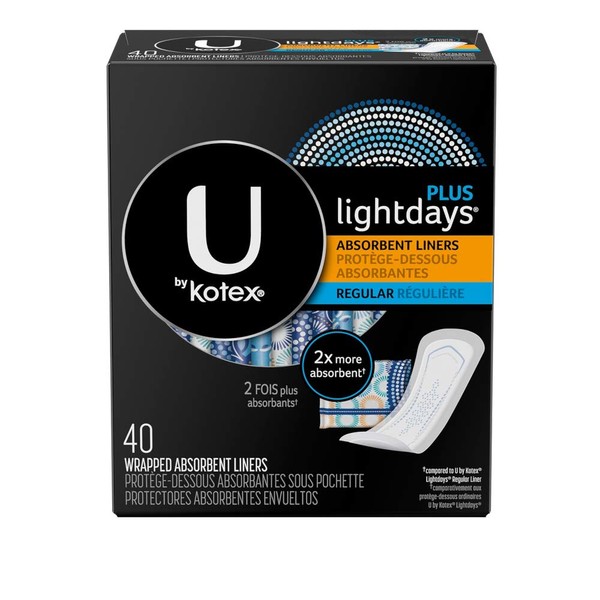 U by Kotex Lightdays Plus Absorbent Liners 40ct