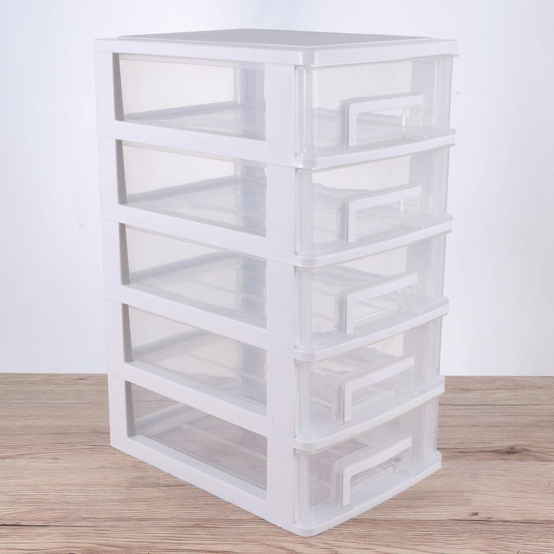 Healeved 5 Drawer Desktop Storage Organizer Clear Small Drawer Desktop