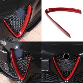 klend-cartrim Red Carbon Fiber Front Grille V Shape Cover Trim For Alfa Romeo Giulia 2017-2025