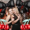 8PCS Black Bow and Cheetah Cherry Foil Balloons Decorations