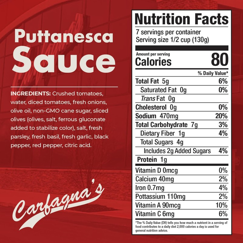 Carfagna's Pasta Sauce, Established 1937, Family Recipe, Made in Small