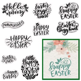 Happy Easter Clear Stamps for Card Making Hello Easter Blessing Words Rubber Stamps Easter Transparent Silicone Seals for Easter Spring DIY Scrapbooking Embossing Paper Card Album Craft Supplies