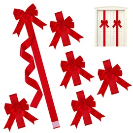 Bcxfbxd 6 Pcs Large Christmas Cabinet Ribbons Bows Xmas Door Kitchen Ribbon Bows for Christmas Decoration Party Supplies (Red)