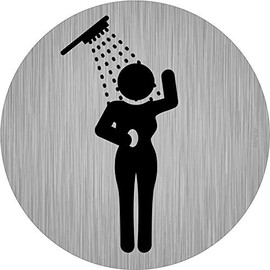 immi 4 x Door Sign Women's Shower Room for Women, 95 mm Diameter, Round, Stainless Steel Opt
