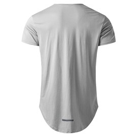 Athlemon Mens Long Shirts for Men Extra Long T Shirts Mens t-Shirts Longline Hipster Reflective Line Scallop Tees