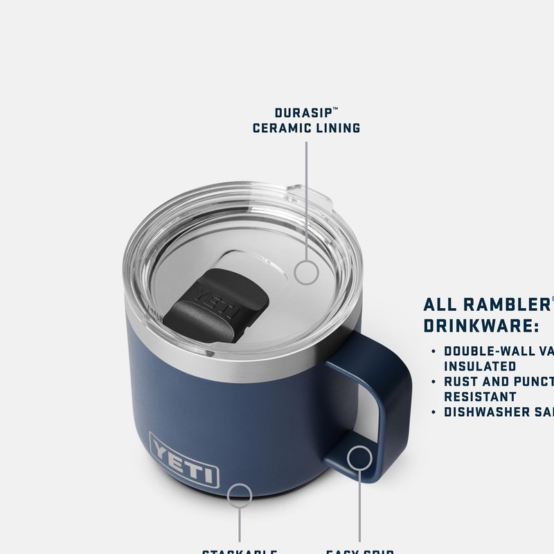 YETI Rambler 14 oz Ceramic Lined Stackable Mug, Vacuum Insulated,