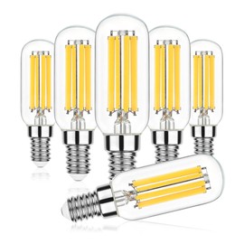 Genixgreen - foco LED T6, E12 regulable para candelabro, bombillas LED decorativas de 806 lm, 6.5 W, equivalente a vidrio ámbar de 2700 K, 65 W, bombillas de filamento T25, paquete de 6