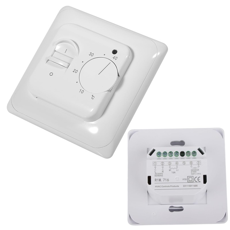 BuyWeek Thermostat, Manual Room Thermostat for Underfloor Heating, Mechanical Thermostat