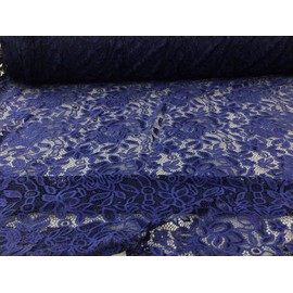 Embroidered Stretch Lace Apparel Fabric Sheer Metallic Floral Navy Blue WW410