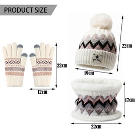 TYXHXTF Winter Warm Hat Scarf and Gloves Set, Women Knitted Pom Beanie Hat, Thermal Gloves Womens, Winter Warm Thicken Soft for Women Outdoor Sports 3 in 1 Cold Weather Set