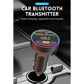 FM Transmitter Auto Schnellladegerät für Telefon, Bluetooth 5.3 Auto Kit, Audio MP3 Player QC3.0 + PD30W Schnellladegerät FM Modulator
