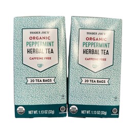 Trader Joes Peppermint Tea TWO PACK -- 40 Tea Bags -- Herbal No Caffeine