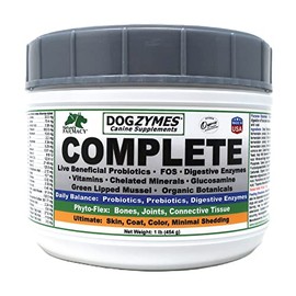 Dogzymes Complete - Probiotics, prebiotics, Glucosamine, Chondroitin, MSM and Hyaluronic Acid, Complete Skin and Coat Care (1 Pound)