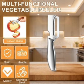2Pc Multi-Functional Vegetable Peeler for Kitchen,2026 New Stainless Steel Peeler with Wooden Handle and Bottle Opener,2 in 1 Stainless Steel Kitchen Tool