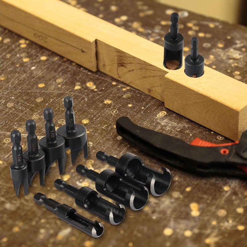 Rocaris 8 Pack Wood Plug Cutter Drill Bit Set, Straight