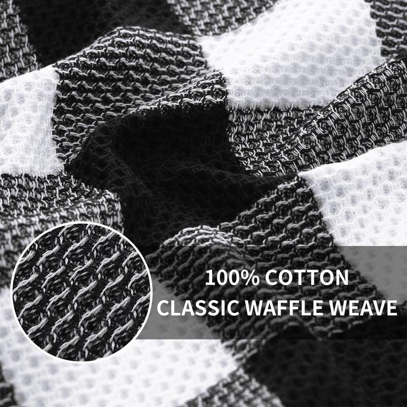 Homaxy 100% Cotton Waffle Weave Check Plaid Dish Cloths, 12