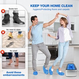 YJDayy Shoe Cover Dispenser- Automatic Shoe Cover Dispenser with 200pcs Shoe Covers Disposable Shoe Cover Machine Booties for Portable Machine for Home Office Factory and Supermarket