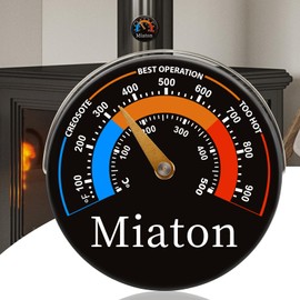 Miaton Wood Stove Thermometer Log Burner Thermometer Magnetic, Flue Thermometer Log burner Temperature Gauge, Log Burner Accessories