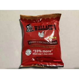 WALLACE’S Spicy Fried Chicken Skin 2 Oz. Bags - 8 Packs. Chicharrones De Pollo
