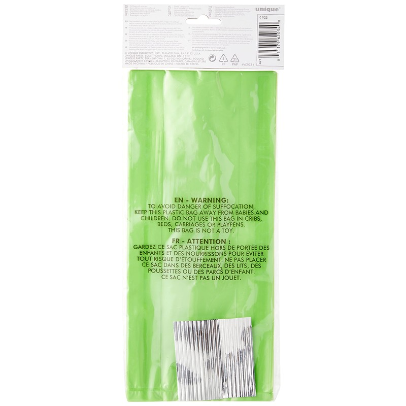 Lime Green Large Cellophane Bags (27cm x 12cm) 30 Count