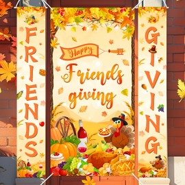 Avezano Friendsgiving Party Banner de 3 piezas Happy Friendsgiving Welcome Banner & Porch Sign Otoño Acción de Gracias Colgante Puerta de Amigos Decoración de Fiesta