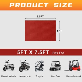 Boshen 5x7.5FT Garage Floor Mat, 2.5mm Thickened Diamond Plate PVC Rubber & Vinyl Flooring Roll, 37.5 SQFT Non-Slip Rubber Garage Mat for Floor Under Car Protection - Red