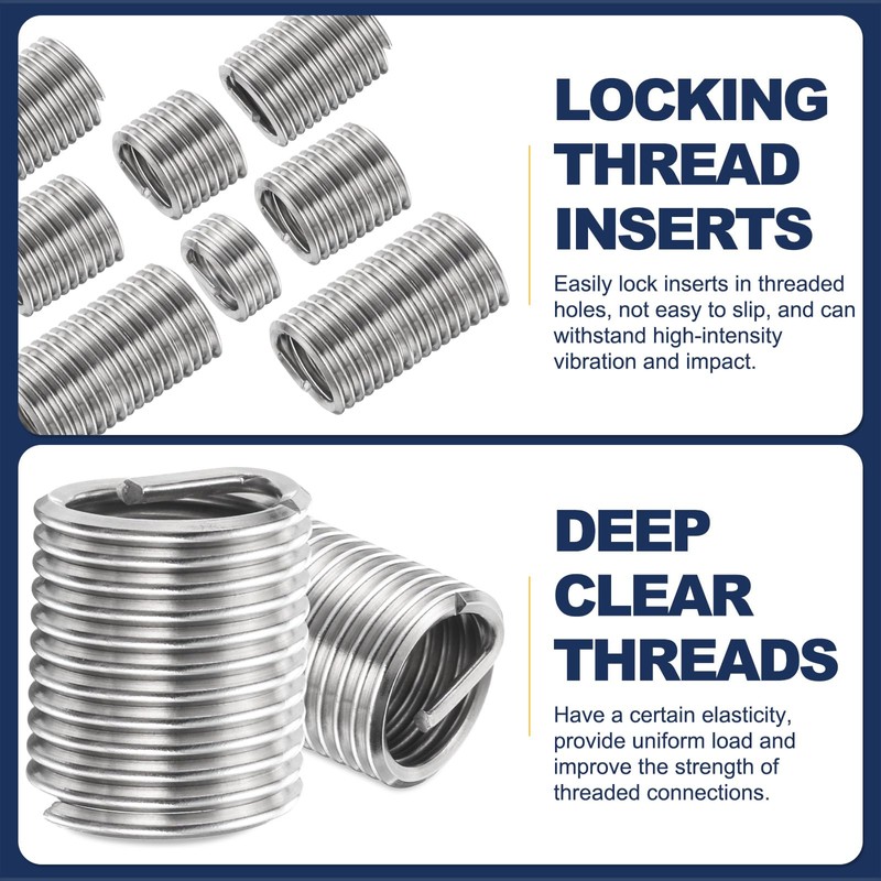 sourcing map 140pcs Wire Thread Insert Kit M3 M4 M5