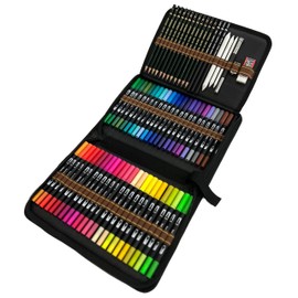 Felt Tip Pen Set, 48 Dual Tip Brush Pens Art Markers, Brush Tip Pens and Fineliner with Sketching Pencils Drawing Sets, Pencil Set for Pencil Drawing, Ideal for Painting