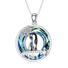 SELKAT Penguin Necklace 925 Sterling Silver Crystal Penguin Jewelry Penguin Gifts for Penguin Lover Women Penguin Snowflake Pendant
