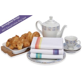 ZOYER Kitchen Towels (12 Pack, White) - 100% Cotton Lint Free Dish Towels - Resuable 15 x 25 Inch Tea Towels - Super Absorbent Cleaning Cloth Towel - Herringbone Multi Stripes Dish Cloth