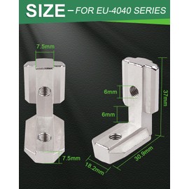 Yeepeo Pack of 10 T-Nut Inner Angle, 4040 Nut 8 M6 Aluminium Profile Connector, T Slot Corner Connector, 90° L-Shape Inner Corner Connector with Screws, Zinc Alloy Inner Connection Angle Angle for 40