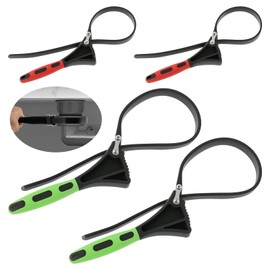 4 Pack Rubber Strap Wrench Set, Adjustable Oil Filter Wrench Max Diameter 4'' and 6", Non-Slip Heavy Duty Belt Wrenches for Plumbing, Jar Opener, Water Filter, Shower Head, Drain Sewer Cap, Sink Fauce