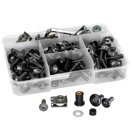 210Pcs Motorcycle Universal Fairing Bolt Kits, Aluminum Alloy M5 M6 Screws Fasteners, Washers Nuts Clips Assortment (Black)