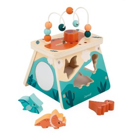 Janod Vulkan-5 Activity Learning Game and Early Development Fine Motor Skills Dino Children's Toy Made of FSC Wood from 12 Months, J05827, Multicoloured