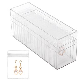 PEUTIER Acrylic Jewelry Box Organizer, Clear Jewelry Organizer with 20 Portable Jewelry Bags Travel Jewelry Case for Women Rings Earrings Necklaces