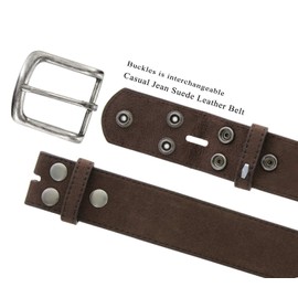 Rounded Edge Buckle Casual Jean Suede Leather Belt 1 1/2" Wide for Women (Brown, 30)