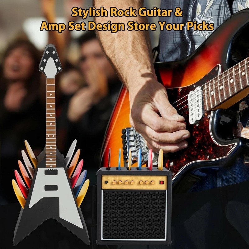 HETOETF Guitar Picks Holder Box, Pick Display Holder, Amp Speaker